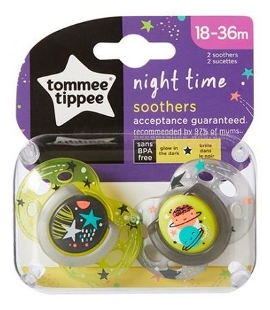 TOMMEE TIPPEE Ортодонтични залъгалки 18-36 м. NIGHT TT.0095