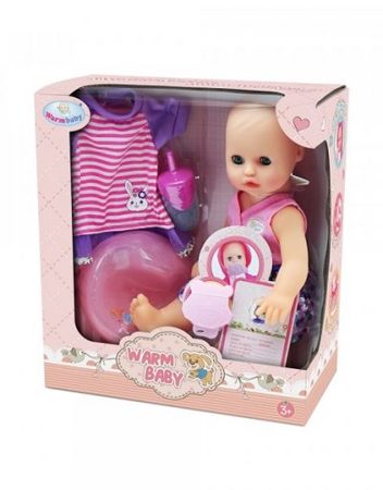 WARM BABY Кукла бебе пишкащо с допълнителна дрешка 30см. ZY929644/WZJ025B-1