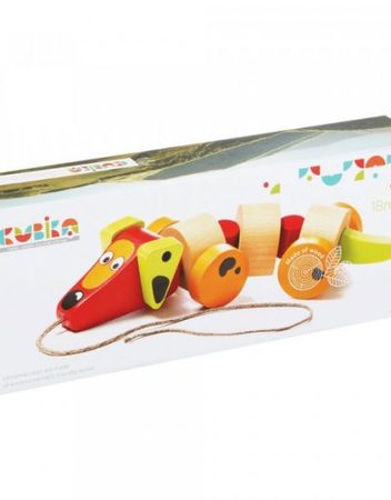 CUBIKA Дървена играчка за дърпане кученце 13623