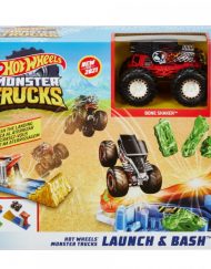 HOT WHEELS MONSTER TRUCKS Игра с изстрелвачка, катастрофирали коли и бъги GVK08