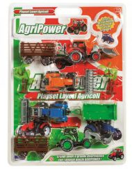 RSTOYS Комплект за игра AGRIPOWER 4 бр. трактори и аксесоари Задвижване pull-back 10297