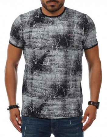 Slim Fit тениска с цялостен десен