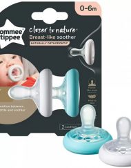 TOMMEE TIPPEE Ортодонтични залъгалки 0-6 м. BREAST-LIKE С БЯЛ И ЦВЕТЕН РИНГ TT.0203