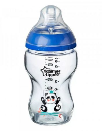 TOMMEE TIPPEE Шише за хранене стъкло 250 мл. EASI VENT МОМЧЕ TT.0201