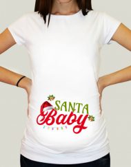 Дамска тениска с щампа за бременни - Santa Baby