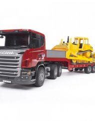 BRUDER Камион SCANIA R-SERIES с нисък товарач и булдозер 03555