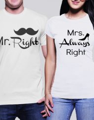 Мъжка тениска Mr. Right и Дамска тениска Mrs. Always Right pc.2