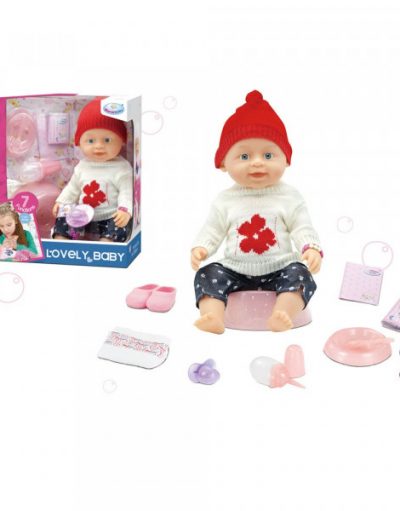 WARM BABY Кукла бебе пишкаща и плачеща с пуловер с цвете ZY1017858/8030-491