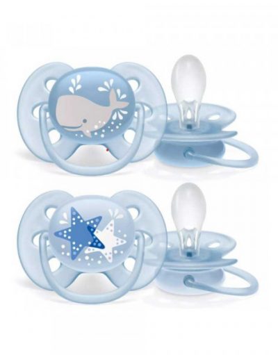 AVENT SCF223/03 Силиконови меки залъгалки 2 бр. 6-18 м. ULTRA SOFT МОМЧЕ КИТ/ЗВЕЗДА 00A.0515.009