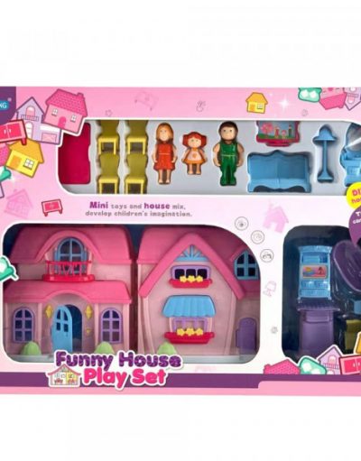 Къща за кукли Funny House с 3 фигури и обзавеждане 2104Z957