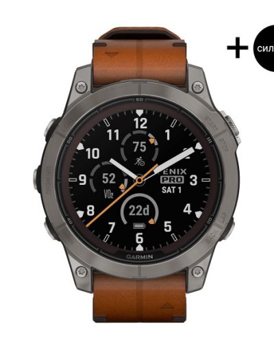 Смарт часовник Garmin Fenix 7 Pro Sapphire Solar Edition Titanium/Chestnut 010-02777-30